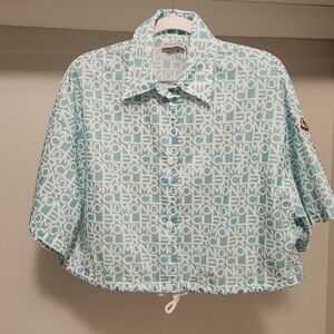 Moncler Blue and White Logo Shirt